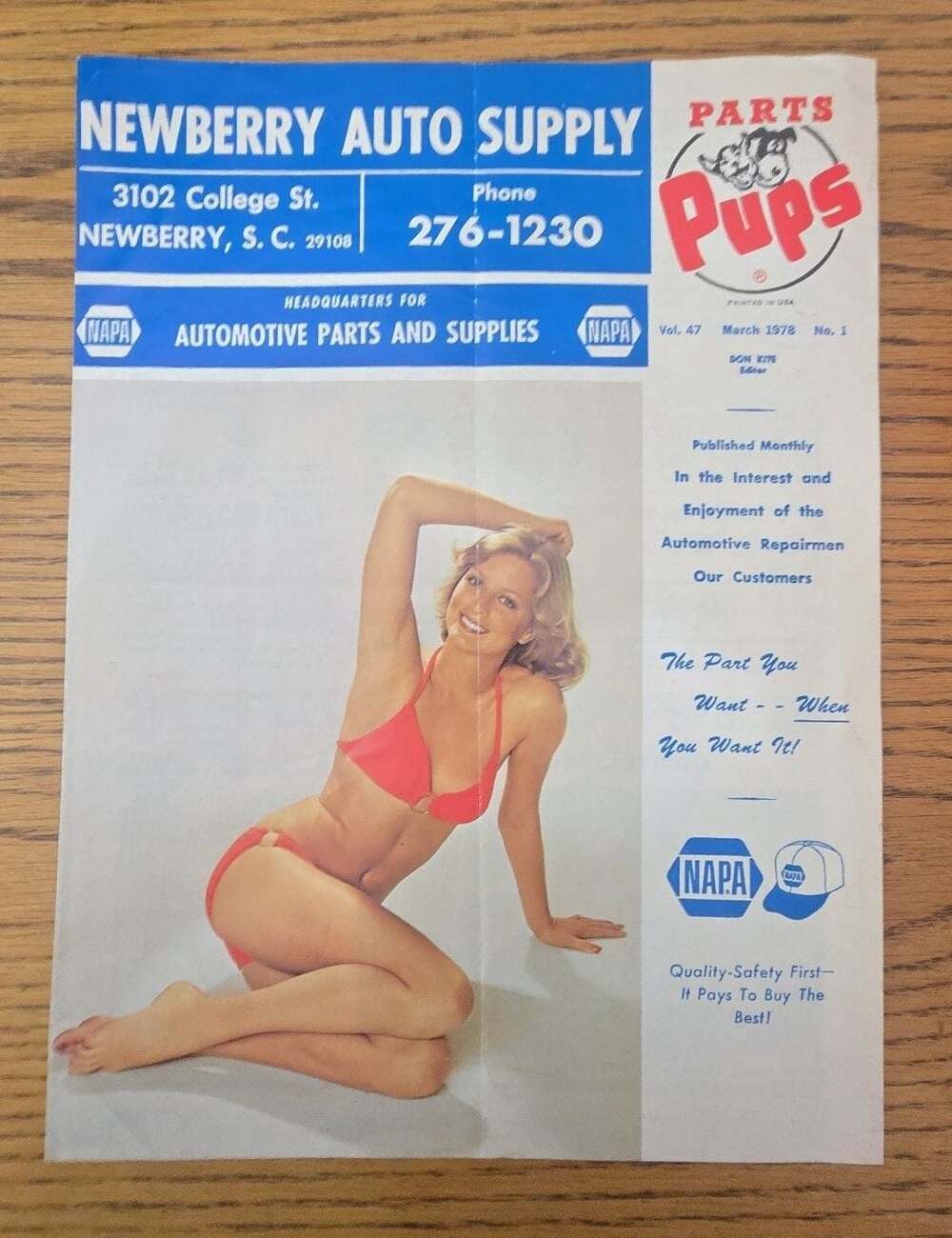 Vintage 1978 NAPA Parts Pups Automotive Magazine Vol. 47 No. 1